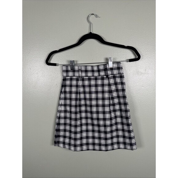Divided‎ By H&M Black And White Plaid Punk Schoolgirl Mini Skirt Size 0 - Picture 2 of 6